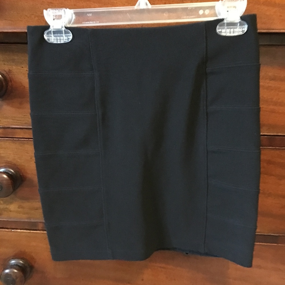 TopShop Black Stretchy Mini Skirt, Banded on Sides